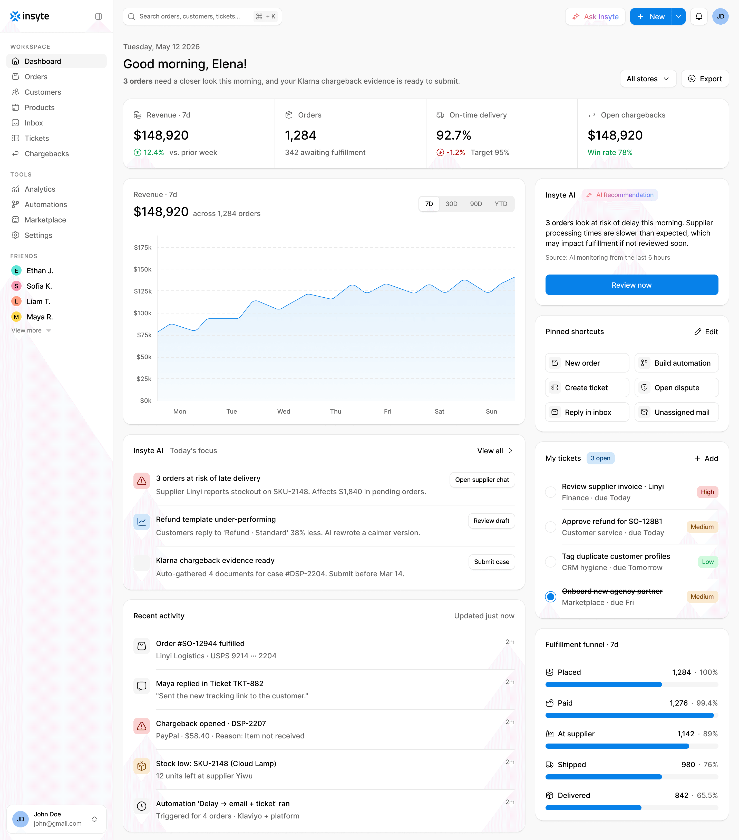 Insyte, The workspace dropshipping operators move into when their store grows past one person
